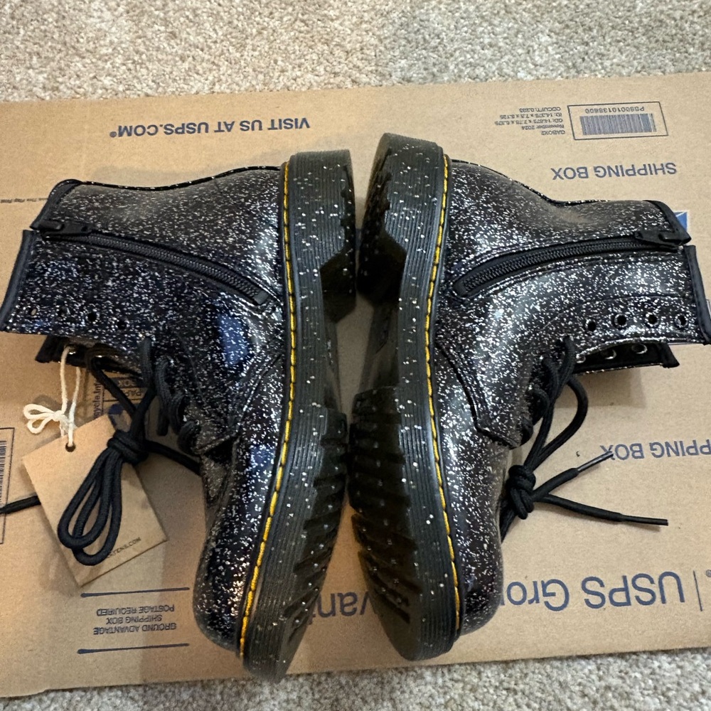 Dr. Martens Black Sparkle Combat Boots - Picture 6 of 6